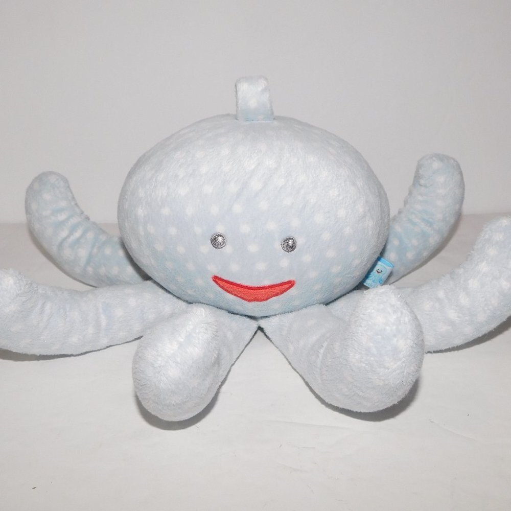 Rattle Octopus Aspen Baby Mr Sock t Pus Blue White Polka Dot Baby Toy Plush